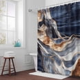 thumbnail image 5 of Abstract Blue Brown Wave Fabric Shower Curtain Modern Art Washable Shower Curtains for Bathroom, Waterproof Bath Curtain with Hooks Home Decor 72x84in, 5 of 8