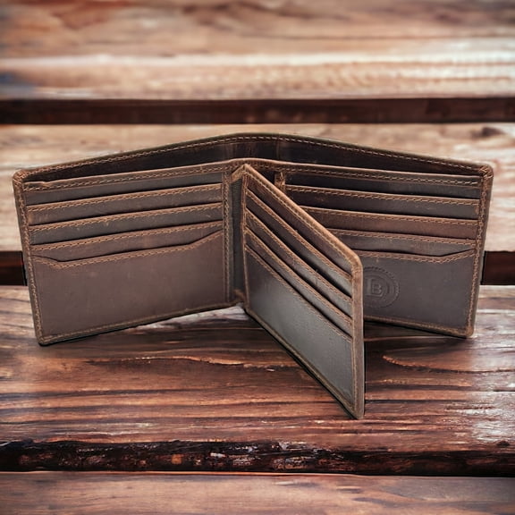 Leather Wallet for Men Women, Slim Bifold Wallet, Vintage Minimalist Purse with ID Window, Multi-Slots Card Case