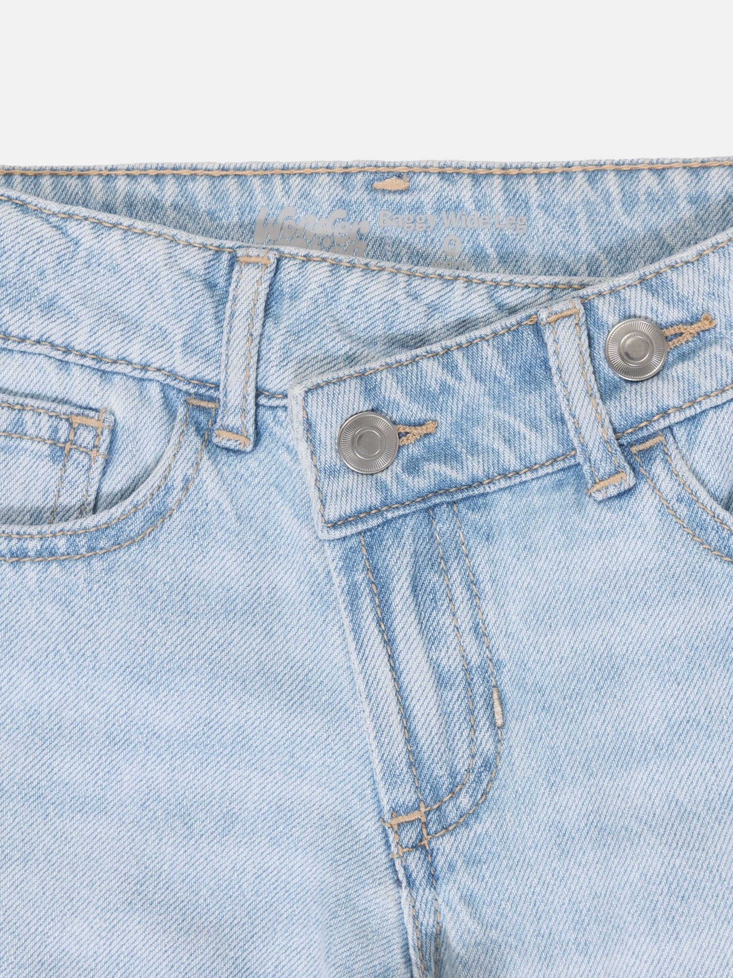 Wonder Nation Girls Crossover Waist Wide Leg Jeans, Sizes 5-18