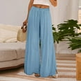 thumbnail image 2 of Bovemsi Casual Pants for Women Summer 2024 High Waist Wide Leg Floral Cotton Beach Trousers, 2 of 5