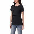 thumbnail image 6 of Frostluinai Womens Nursing Tops Short Sleeve Ribbed Breastfeeding Shirts Double Layer Maternity Shirt Crew Neck Short Sleeve Pregnancy Clothes, 6 of 7