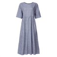 thumbnail image 3 of ZANZEA Women's Casual Plaid Printed Short Sleeve Dresses Tunic Dress, 3 of 5