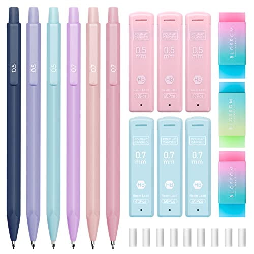 FourCandies Cute Mechanical Pencil Set, 6PCS Pastel Mechanical Pencils