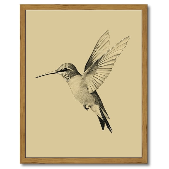Drsoum Vintage Gold Wall Art for Living Room Birds Canvas Prints Home Decor Sketch Painting Picture Bedroom Wall Decor Gifts for Friends or Family Hummingbird 8x10in Brown Framed