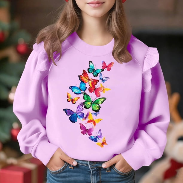 Vestido de verano para niña con estampado de flores de Pascua, manga corta, bolsillos con volantes y cuello redondo, top de poliéster