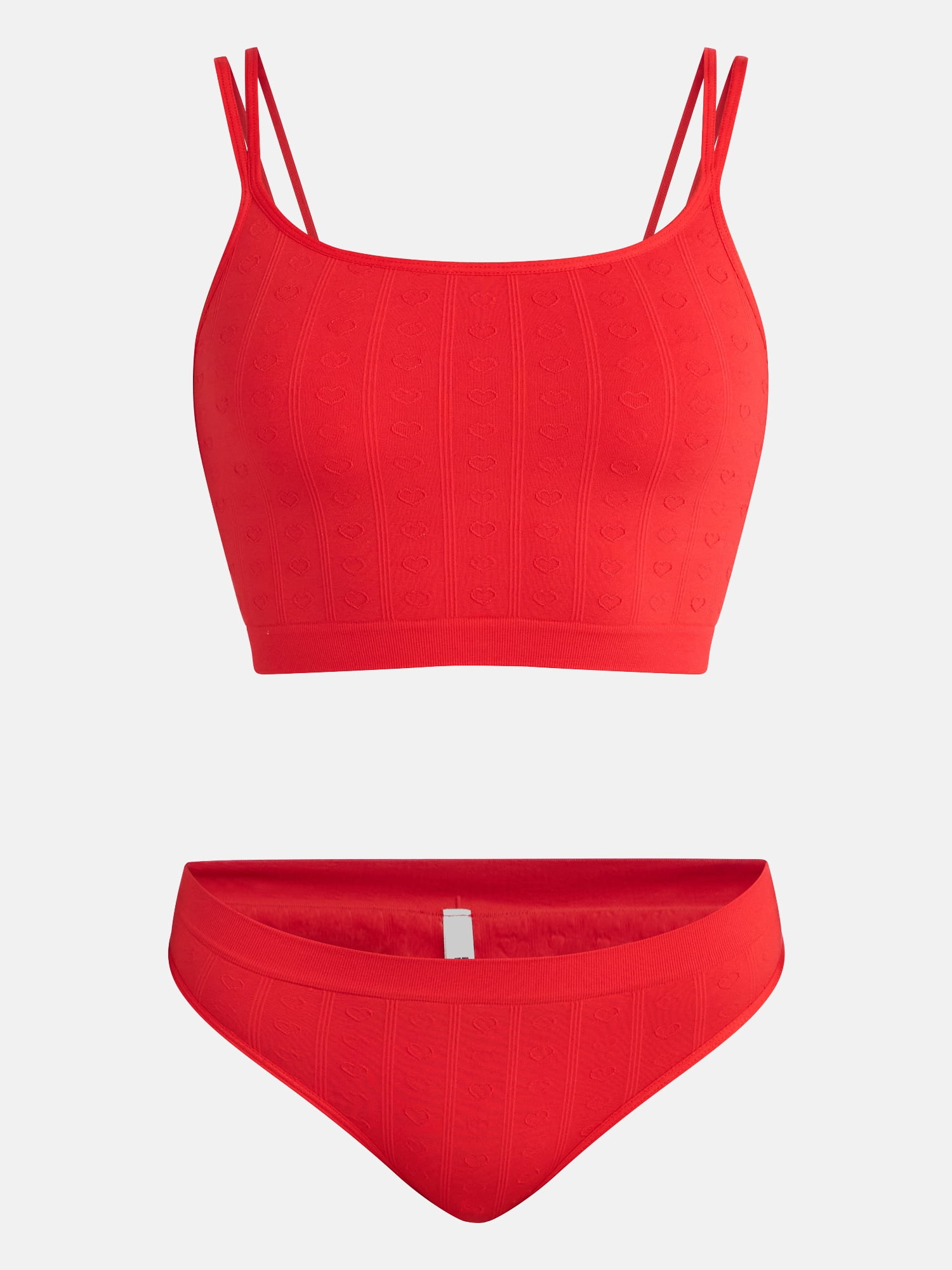 No Boundaries Seamless Cami Bra and Thong Panties Set, 2 Piece, Women's XS-XXXL