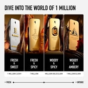Rabanne 1 Million Eau de Toilette - Long Lasting Designer Fragrance for Men with Mandarin, Cinnamon & Amber - Luxury Men's Perfume Spray, 1.7 oz