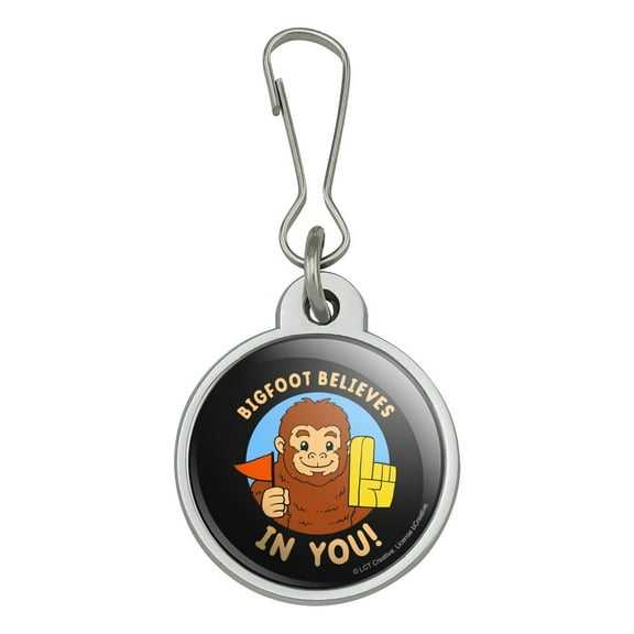 Bigfoot Believes in You Funny Humor Jacket Handbag Purse Luggage Backpack Zipper Pull Charm