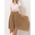 thumbnail image 2 of DARING DIVA Women's Asymmetrical Hem Elastic Waist Chiffon Flowy Midi Skirt Medium Camel, 2 of 6