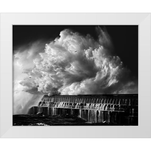 Hermann, Maciej 24x20 White Modern Wood Framed Museum Art Print Titled - A Crashing Wave