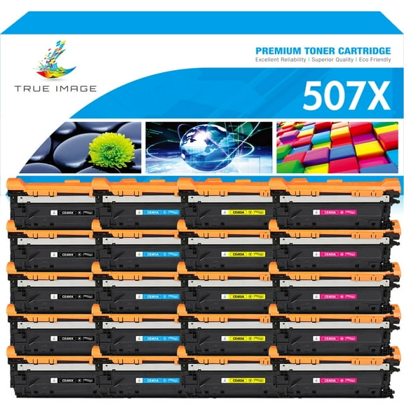 True Image 20-Pack Compatible Toner Cartridge for HP CE400X 507X Work with Enterprise 500 color M551dn M551xh MFP M575dn M575F M570dn Printer (5*Black,5*Cyan,5*Magenta,5*Yellow)