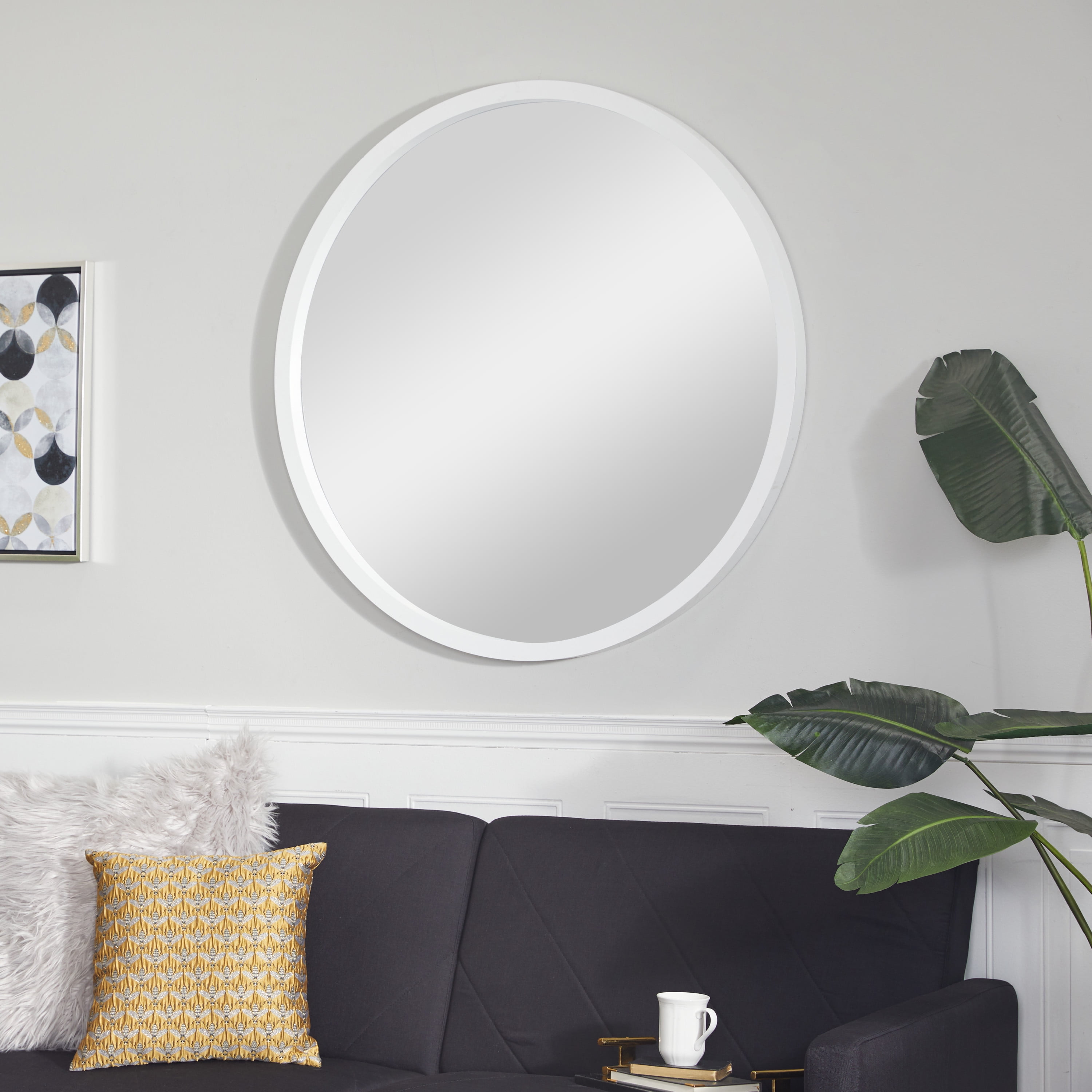 DecMode 42" x 42" White Wall Mirror