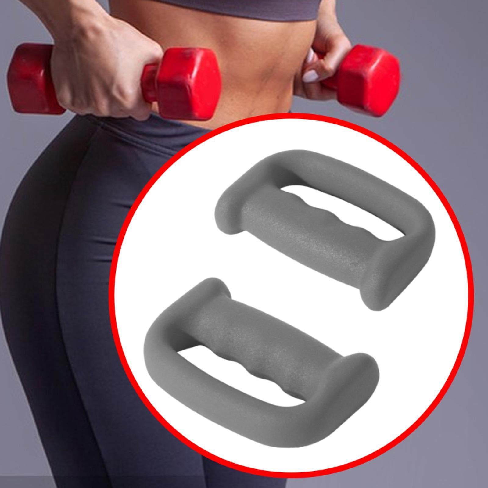 Baoblaze 2 Pieces Boxing Dumbbells D Shape Grip Hand Weight for Aerobics Exercises Walkin Grey