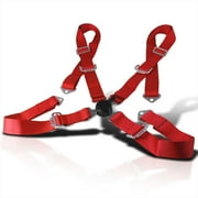 Spec-D Tuning 1PC Red 4-Point Camlock Saftey Seat Belt 4PT Racing Harness