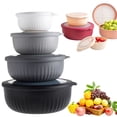 thumbnail image 2 of 4 Piece Plastic Mixing Bowls with Lids Set - Leak-Proof Microwave & Freezer Safe Stackable Mixing Bowl Set for Meal-prep, Storing and Serving - Non-Slip Durable Large Nesting Bowls(Black,5x5x2"), 2 of 7