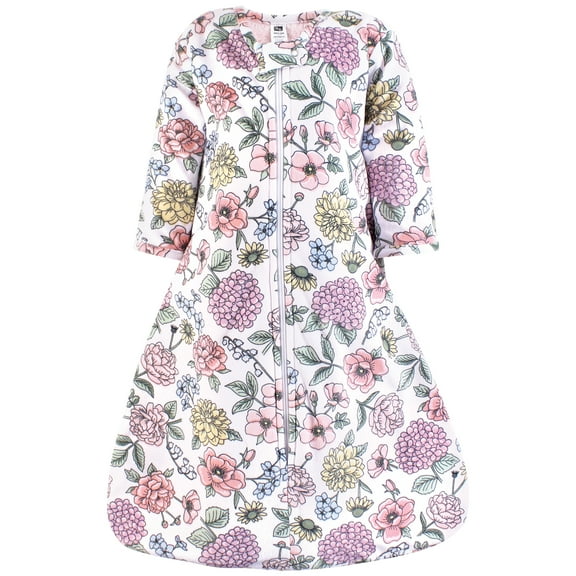 Hudson Baby Girls Long Sleeve Plush Faux Fur Sleeping Bag, Wearable Blanket, Vintage Blossom, 12-18 Months