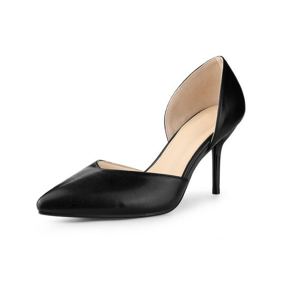 BLISSFUL STEP Women's Pointy Toe Slip on Stiletto Heel Pump Sandals