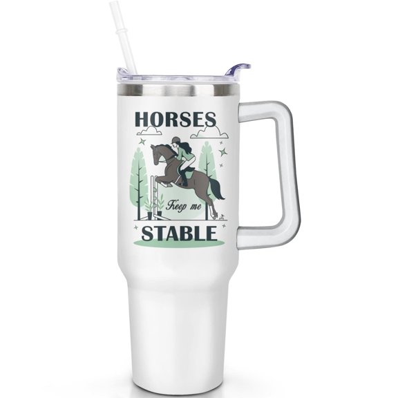 1pc horses 40oz Tumbler with Straw & Handle - Insulated Stainless Steel Cup | Holiday Gift for Man Women (Christmas, Valentine's, Birthday)