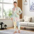 thumbnail image 3 of 1 Piece Adult Onesie Pajamas Cozy & Loose-Fit Sleepsuit Loungewear with Pockets Pastel-colored Cats and Flowers X-Small, 3 of 7