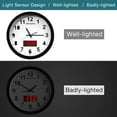 thumbnail image 6 of Wall Clock, Digital Clock, 12" Metal Frame Quartz LED Analog Wall Clock, Light Sensor Auto 1.4'' LED Time or Temperature Display, Battery Powered, Adjustable Brightness, Silent Quiet Sweep Second Han, 6 of 7