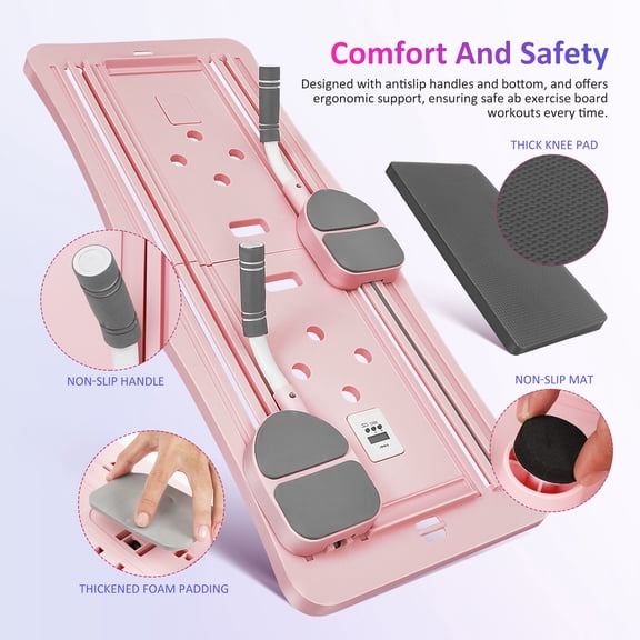 Pilates Board, 4-in-1 Foldable Pilates Reformer Equipment with Timer for Home Workout, Fitness, Exercise, Abs, Core Equipment