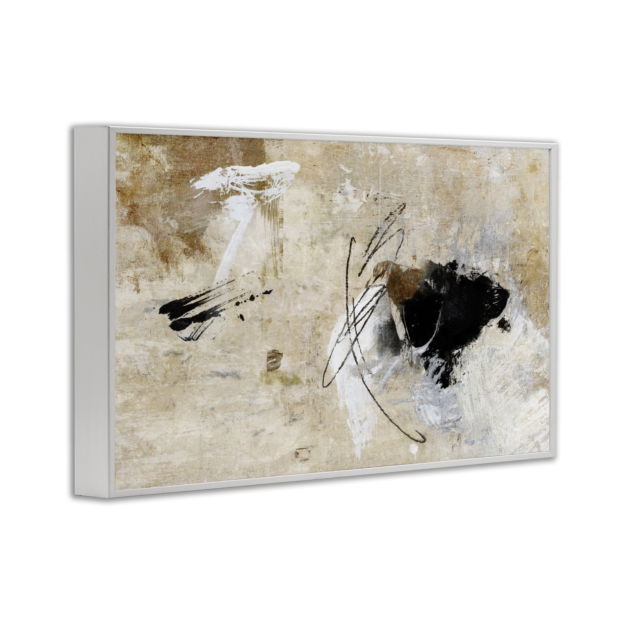 Stupell Industries Rustic Scribble Abstraction Abstract Painting White Framed Art Print Wall Art, 18 x 12