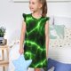 thumbnail image 4 of Fotbe Green Lightning Vestido de Dormir para Niñas de 3 a 10 Años, Mangas Cortas, Estilo Princesa, Pijama Camisón con Mangas Voladas-Small, 4 of 6