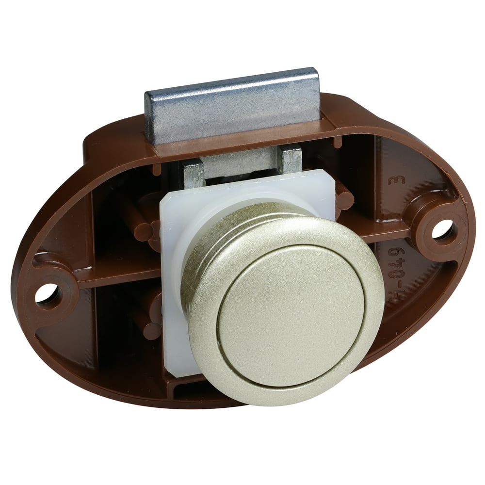 Concealed Large Push Knob Latch Lock for Caravans, RV and boats Satin