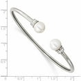 thumbnail image 3 of Stainless Steel Polished Preciosa Crystal & Imit. Shell Pearl Bangle Made In China -Jewelry By Sweet Pea, 3 of 6