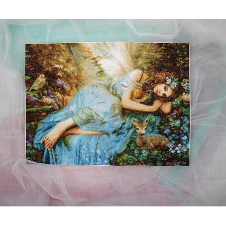 UPC: 4840746044915 | Counted Cross Stitch Kit Spring Fairy Leti960 By LetiStitch Needlework Blue Girl Canvas Cotton Flower
