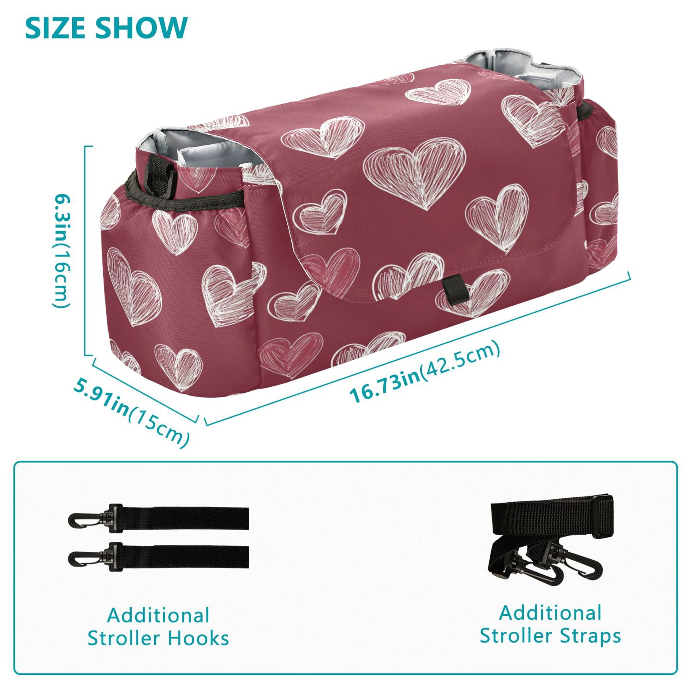 DIXRUYEE Stroller Organizer Timeless Love Sketches Printed