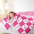 thumbnail image 4 of Homewish Christmas Candy Cane Full Size Comforter Sets,Merry Xmas Bedding Comforter Set,Pink White Grid Bedding Sets For Kids,Luxury Bedroom Decor Reversible,3-Piece, 4 of 8
