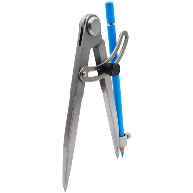 Brújula profesional con portalápices y ala bloqueable, brújula de geometría y dibujo para estudiantes, profesores, carpinteros y diseñadores