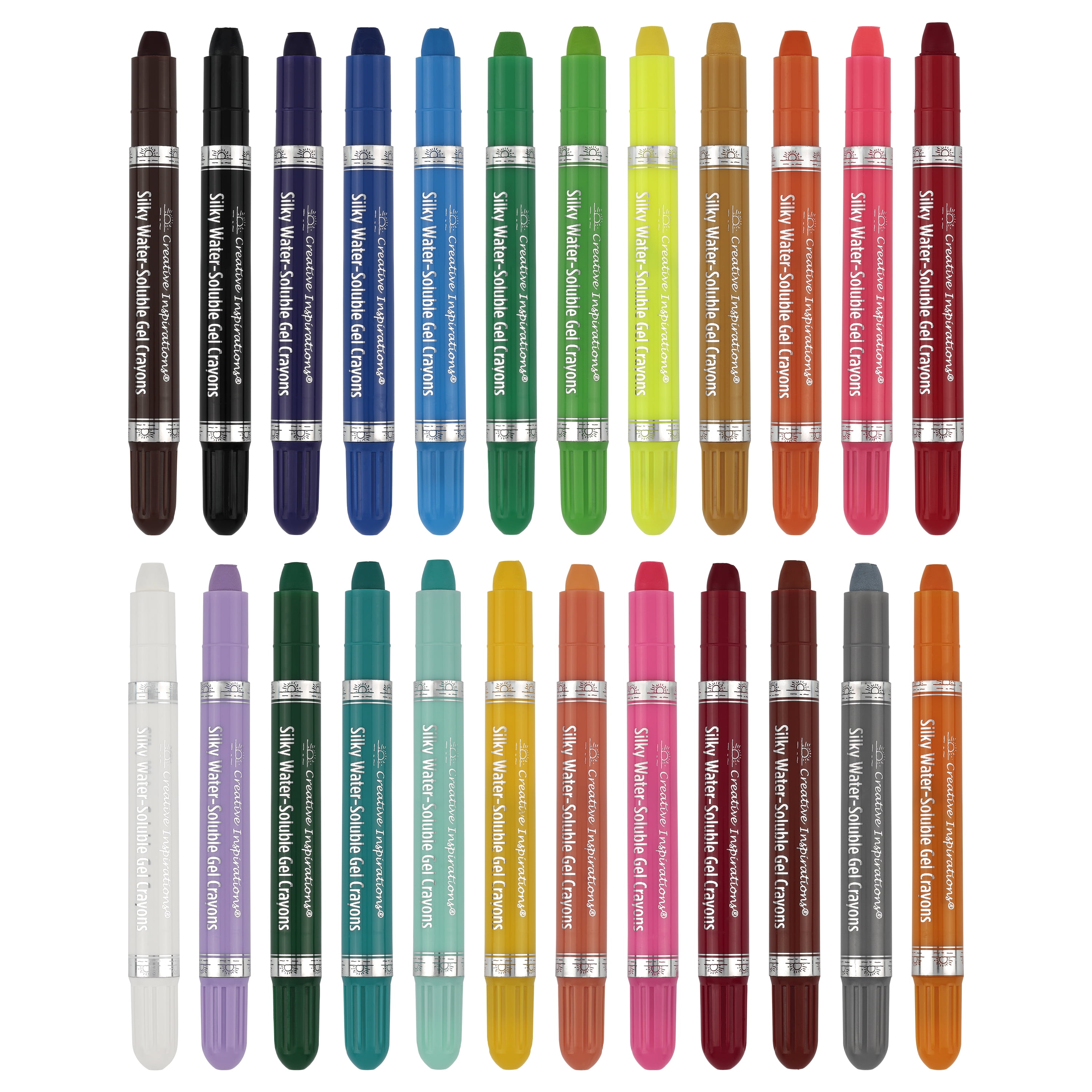 Creative Inspirations Silky Water-Soluble Gel Crayons - Professional Gel Crayons for All Ages, Artists, Scrapbooking, Travel, & More! - Set of 24