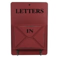 thumbnail image 1 of Letter Rack, Biuzi Durable Wood Mail Box Letter Rack Key Holder Wall Storage Creative Home Decoration with Hook Hanger(Red), 1 of 3