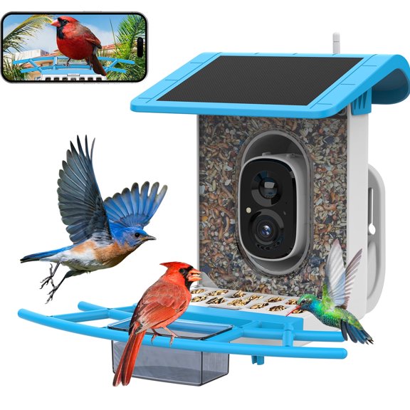 Smart Bird Feeder with Camera: Solar Powered Birdhouse with AI Recognition, Wireless Bird House with Camera for Outdoor, Unique Birthday Gifts for Mom Dad
