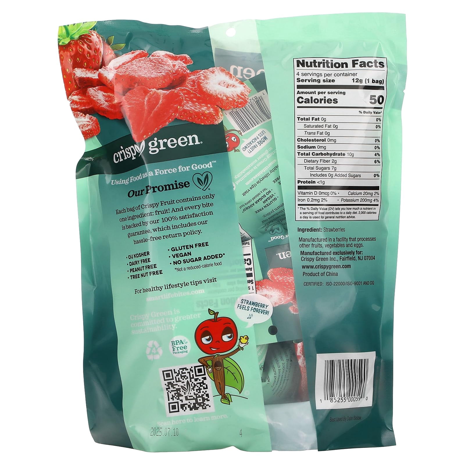 Crispy Green Fruit All Strawberry 1.69 Oz (Pack of 32)