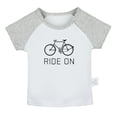 thumbnail image 2 of iDzn Ride On Bike Funny T shirt For Baby, Newborn Babies T-shirts, Infant Tops, 0-24M Kids Graphic Tees Clothing (Short Gray Raglan T-shirt, 0-6 Months), 2 of 5