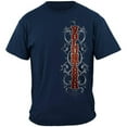thumbnail image 2 of Fire Dept Faded Planks Firefighter 100% Cotton Navy T-Shirt Medium, 2 of 7