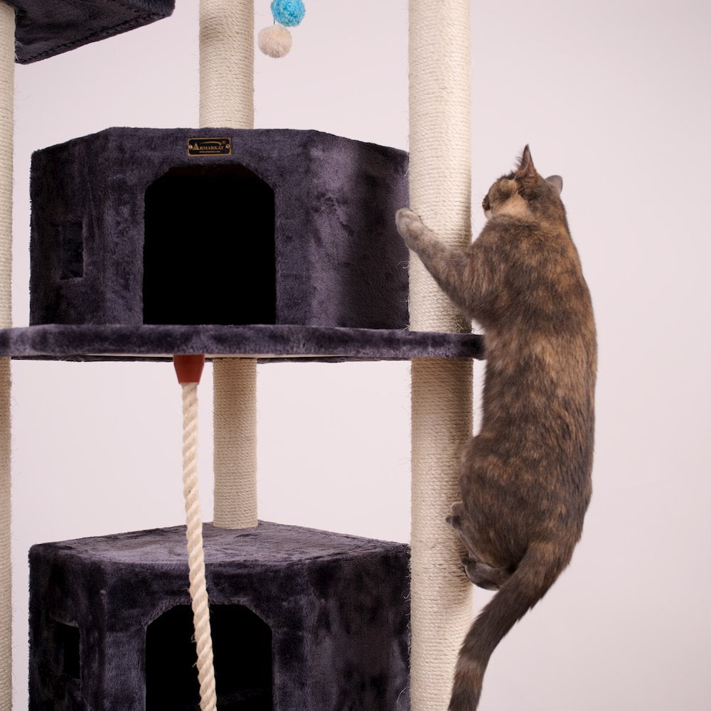 Armarkat 82 Inches Multi-Level Big Cat Tree. Tall Multi-Cats Tower with 2 Big Cat Condos