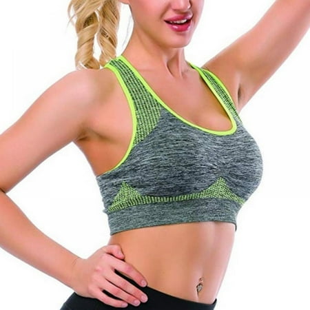 

Pretty Comy Womens Quick Dry Removable Pads Sports Bra Mesh Wirefree Yoga Brassiere Push Up Seamless Fitness Bras