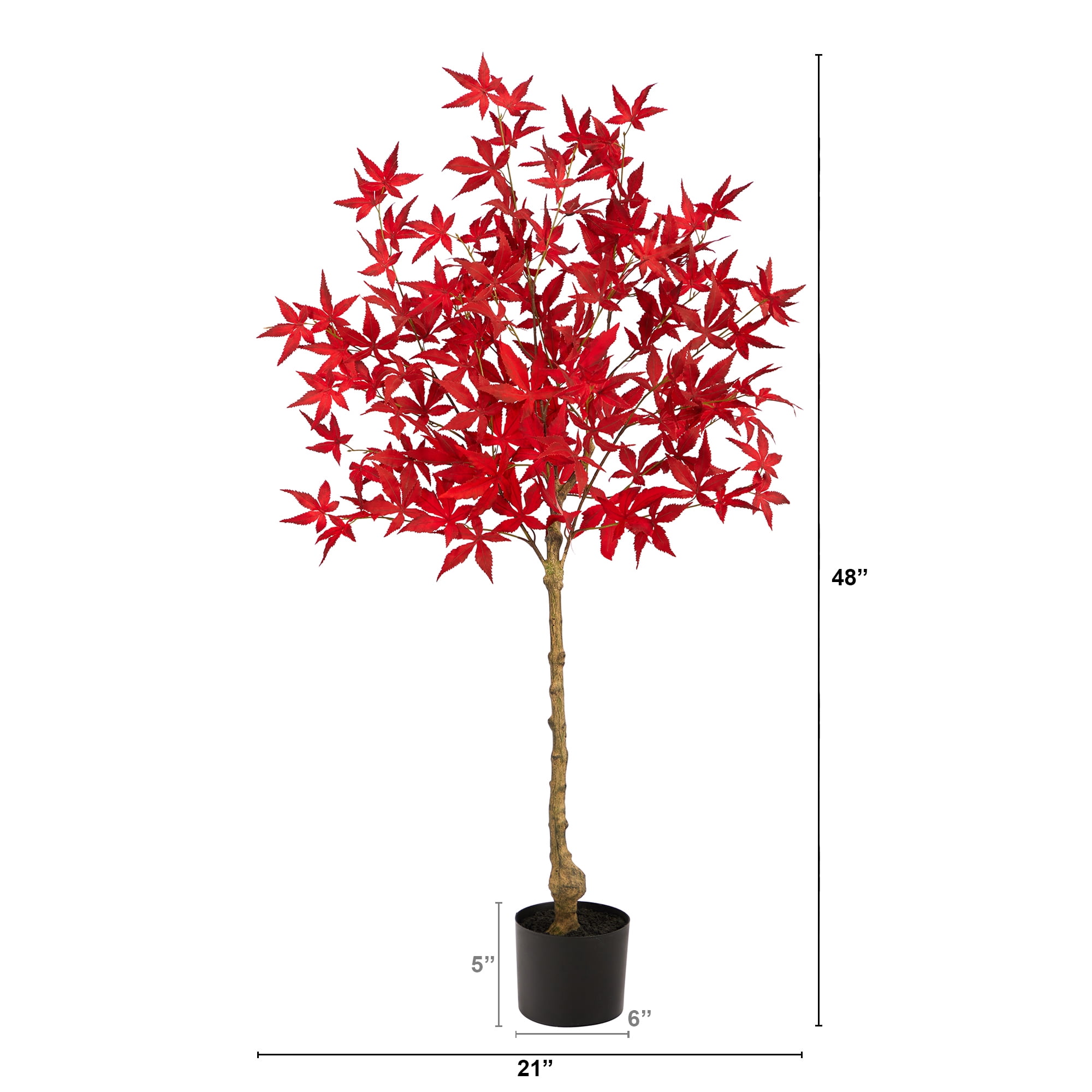 Nearly Natural 48" Maple Artificial Tree in Black Plastic Pot