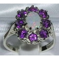 thumbnail image 2 of LBG 925 Sterling Silver Natural Opal and Amethyst Womens Cluster Ring - Size 7.75, 2 of 4