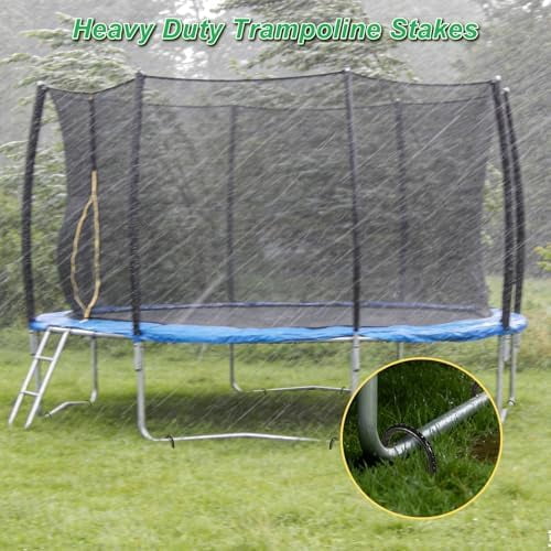 12 Inch Trampoline Wind Stakes, 8PCS Heavy Duty U Stakes, Rebar Ground Anchors, Trampoline Anchors, Galvanized Steel Tent Stakes for High Wind, Yard, Fence and Soccer Goals