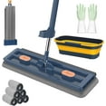 thumbnail image 1 of 2025 New Saker Plus Mop, 360° Rotation Saker Plus Mop and Bucket Set, Wet and Dry Self Wringing Saker Plus Flat Mop with 6 Washable Microfiber Pads, for Tile, Hardwood, Windows (Blue+6Pads), 1 of 8