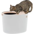 thumbnail image 1 of TRAHOO-USA Top Entry Cat Litter Box with Scoop - Large - Stylish Enclosed Round Oval Kitty Dog Proof Box, Litiere Pour Chat Bac - White/Beige, 1 of 4