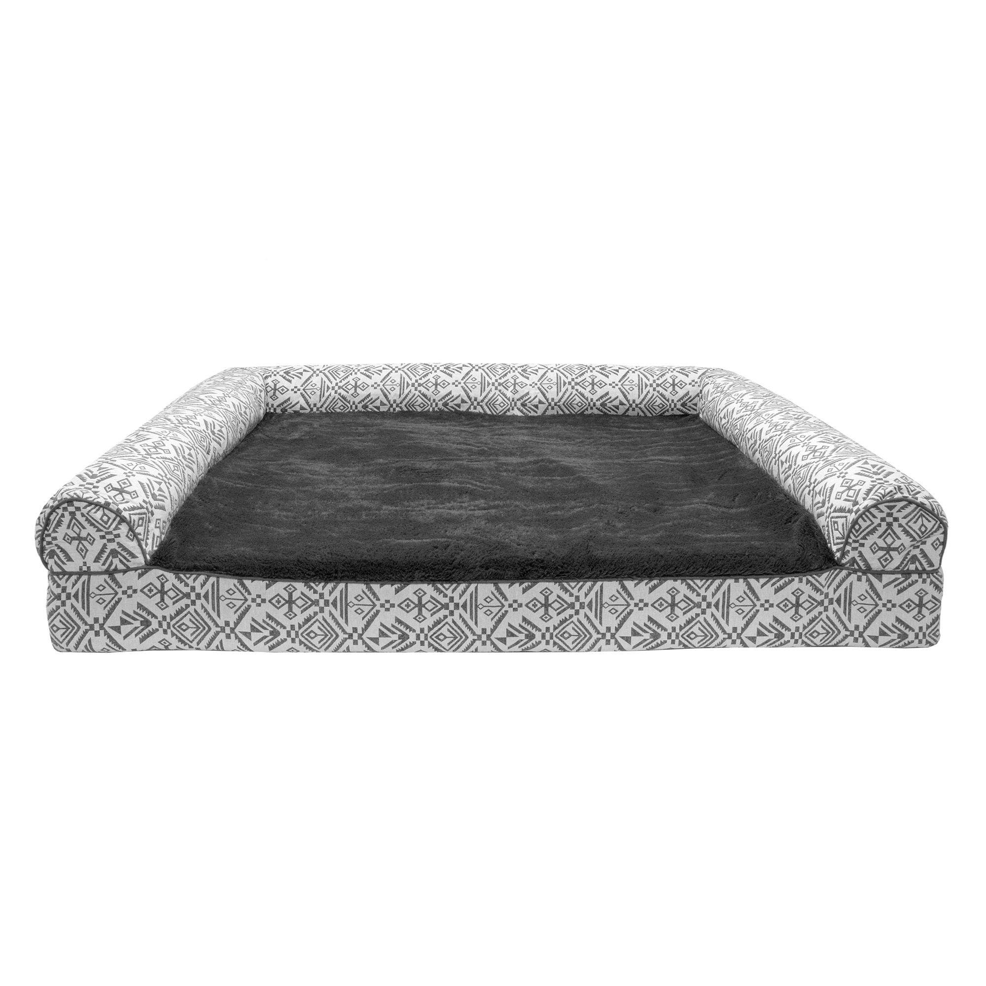 FurHaven Southwest Kilim Orthopedic Sofa Pet Bed for Dogs & Cats - Boulder Gray, Jumbo Plus