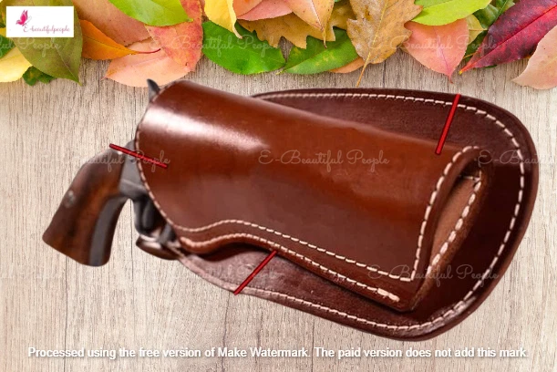 Leather Gun Revolver Holster Cowboy Western Hand Crafted- Barrel size :"5-6"