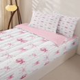 thumbnail image 3 of Manfei Cartoon Bow Tie Zipper Full Size Comforter Sets with Fitted Sheet and 2 Pillowcases for Girls,Dreamy Ribbon Plaid Zipper Bedding Set,4pcs,Pink Reversible, 3 of 6
