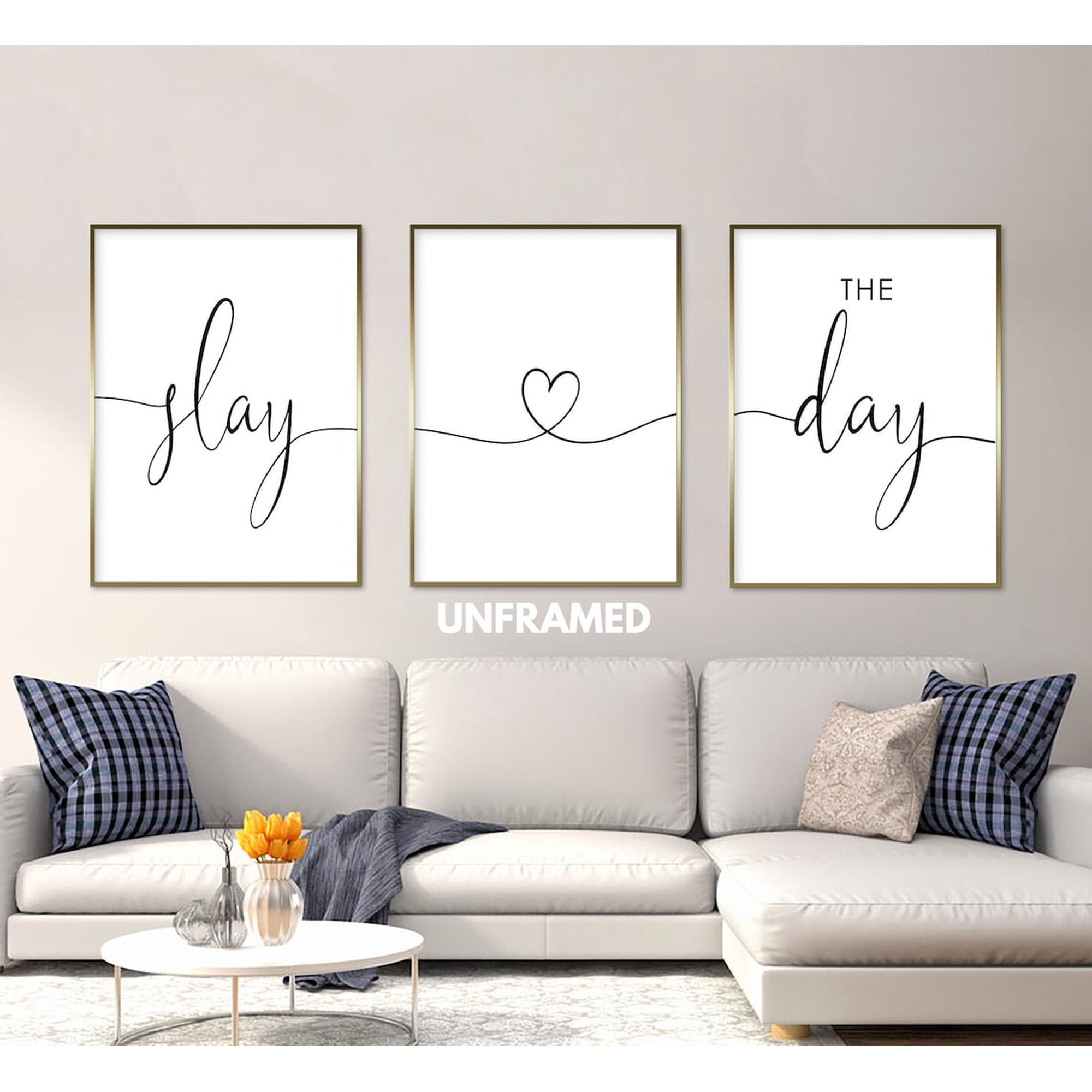 Set Of 3 Slay The Day Wall Art Prints Minimalist Home Modern Living Room And Office Decor